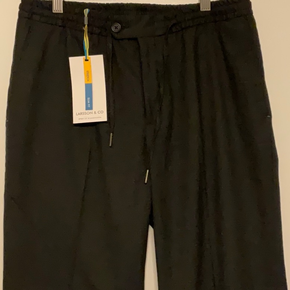 LARSSON & CO drawstring dress pants, slim stretch 32R
